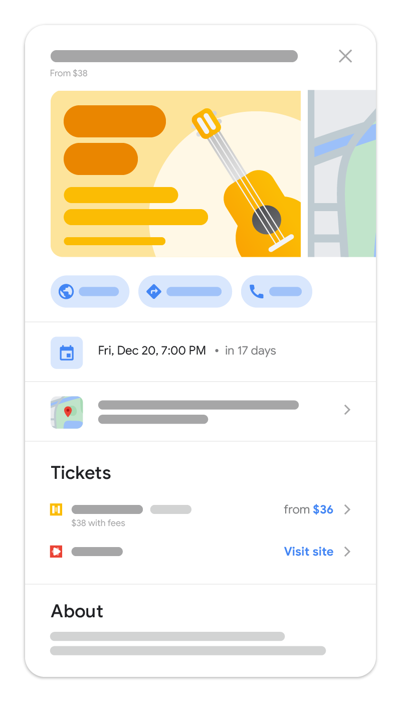 Event details in Google Search, after clicking a specific event