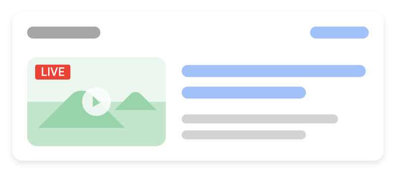 Example of a video in search results with a LIVE badge